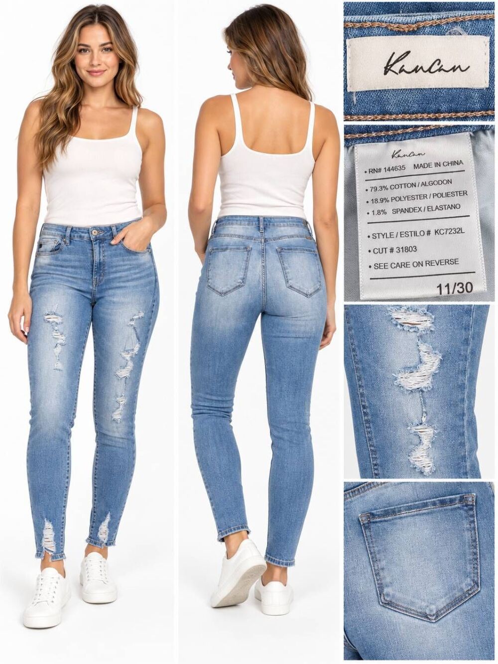 KanCan Distressed Light Wash Skinny Jeans Women 11/29